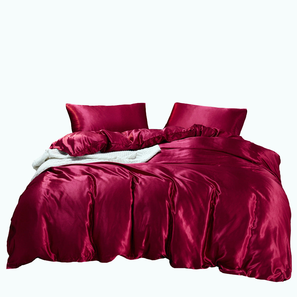 3-Piece Imitation Silk Pillowcase and Duvet Cover Set - Calm Cloud Bedding